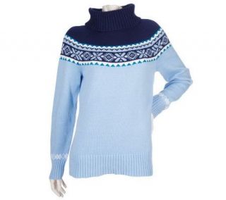 Denim & Co. Long Sleeve Turtleneck Fairisle Sweater —