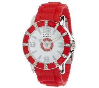 KathyVanZeeland Silicon Band Sport Watch with Crystal Stations