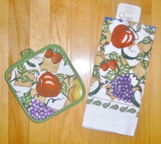 NWT KITCHEN Fresh Fruit Country Kitchen Dish Towel & TWO matching