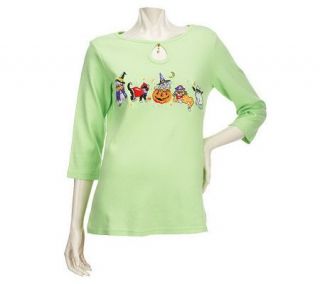 Quacker Factory Trick Or Treat Pet Pals 3/4 Sleeve T shirt —