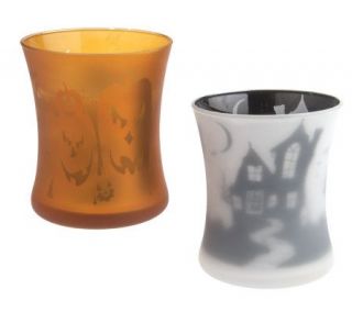 Virginia Candle S/2 Woodwick 9oz. Halloween Dancing Glass Candles 