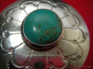 Southwestern Sterling Turquoise Bolo Clasp Signed IG