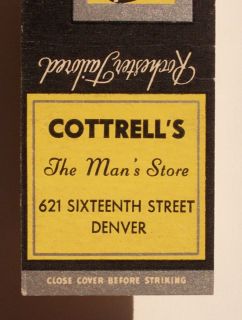 1950s Matchbook Cottrells The Mans Store Denver Co MB