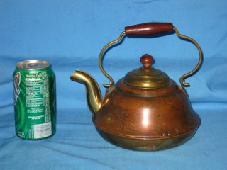 VTG Copper Brass Teapot Kettle Wood Handle Knob Made in Holland