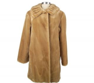 Dennis Basso Faux Beaver Coat with Gathered Collar —