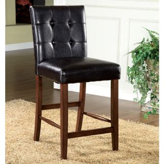 Solid Wood Dark Oak Finish Counter Height Leatherette Dining Chairs