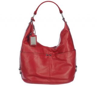 Tignanello Glove Leather Zip Top Pocket Hobo Bag —