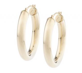 Oval Polished Hoop Earrings 14K Gold —