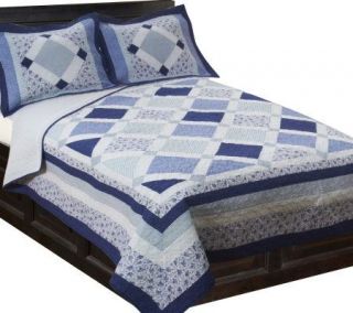 Emory Blue Pieced Diamond Floral Quilt and Sham(s)   H192751