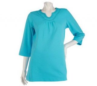 Denim & Co. 3/4 Sleeve Tunic with Bead Detail —