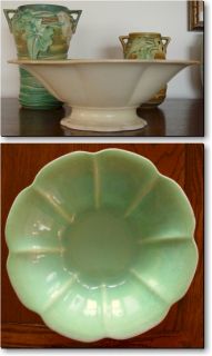 Cowan Footed Centerpiece Bowl Green Ivory CA 1926 Fully Marked