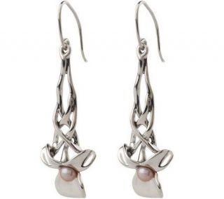 Hagit Gorali Sterling Cultured Pearl Organic Twist Dangle Earrings