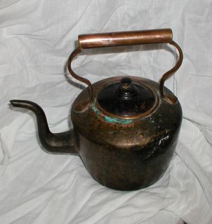 Hand Hammered Copper Tea Kettle Original Patina 19th century