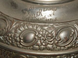 Miller Lamp Company Antique Oil Kerosene Table Lamp Embossed Ornate