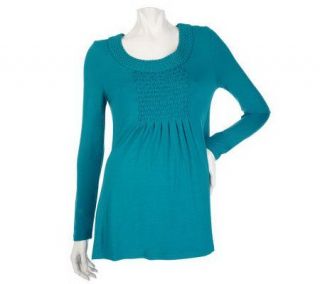 Ava Rose Braided Knit Tunic with Braided Neckline —