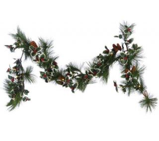 BethlehemLights BatteryOperated 6 Holly Garland w/LED White Lights