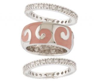 Lauren G Adams Stackable Pink Enamel & Crystal Ring —
