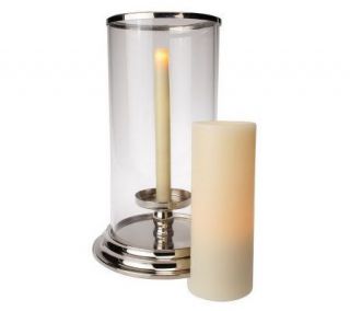HomeReflections Pillar & Taper Flameless Candl Holder with Timer