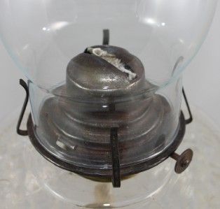 Composite Oil Kerosene Lamp Iron Base Red Glass Stem Glass Font