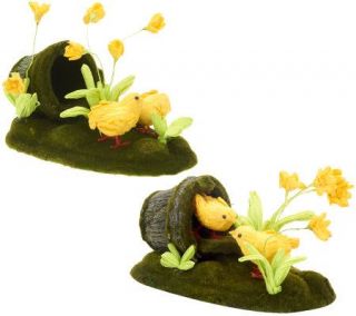 Set of 2 Daffodil Pots with Chicks by Valerie —