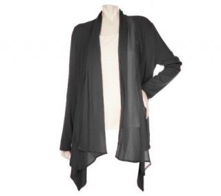 by Marc Bouwer Open Front Cardigan with Chiffon Trim   A215859