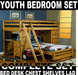  Bunk Bed Computer Desk Chest Drawers Shelves Book Case Ladd
