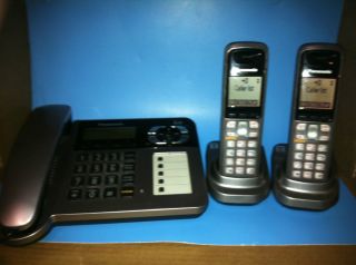  TG1061 Corded Phone Plus 2 Cordless Handsets Answering Machine
