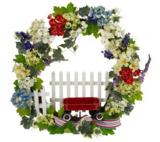 Welcome Home Seasonal Summer Wreath w/Floral Ribbon Accent by Valerie 