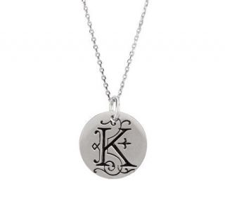 Posh Mommy Sterling Large Initial Disc Pendantwith Chain —
