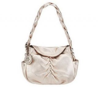 Makowsky Ruched Glove Leather Flap Hobo with Braided Strap — 