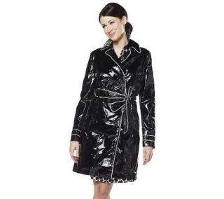 Isaac Mizrahi Live Crinkle Patent Button Front Trench Coat — 