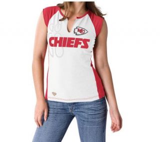 NFL Kansas City Chiefs Womens Two Toned SplitNeck T Shirt —