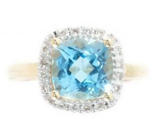 Cushion Cut Gemstone & 1/10 cttw Diamond Ring14K Gold —