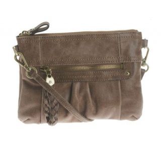 Makowsky Vintage Leather Crossbody Bag with Zipper Pocket — 