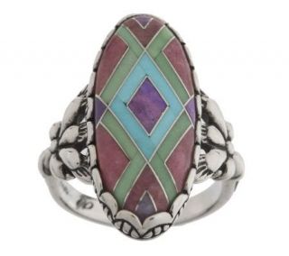 Carolyn Pollack Sterling Multi gemstone Inlay Ring —