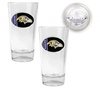 NFL Ravens 2 Piece Pint Ale Glass Set with Football Bottom   K128266