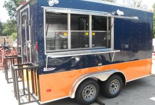  13 Blue Event Catering Food Enclosed BBQ Concession Trailer