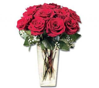 One Dozen Red Roses with Vase by ProFlowers —