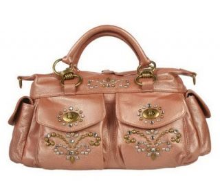 Fiore by Isabella Fiore Leather Convertible Satchel w/Studs — 