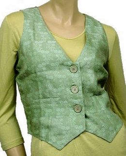 New Kit Cornell Jacquard Womens Vests Green Size 6