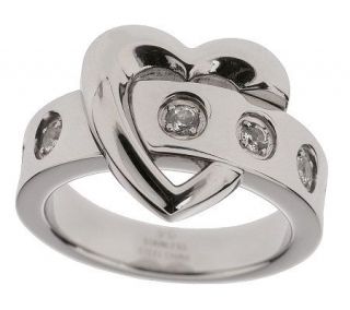 Steel by Design Locked In My Heart Band Ring w/White Topaz —