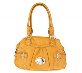 KathyVanZeeland Relaxed Nappa Zip Top Satchel with Buckle Accent