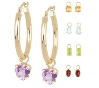 75 ct tw Multi gemstone & Multi shape Changeable Hoop Earrings, 14K 