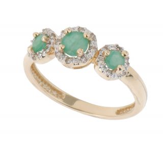 Precious Gemstone Three Stone Ring 14K Gold —