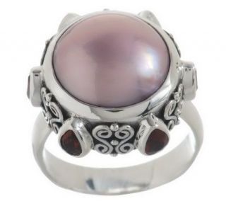 Artisan Crafted Sterling 1.20cttw Garnet & Cultured Mabe Pearl Ring 