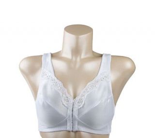 Carol Wior Front Closure Posture Support Bra with Lace Trim — 