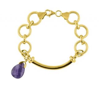 Sterling 7 1/2 Circle Link Bracelet with 5.00ct Amethyst —