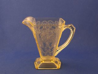  Indiana Glass Company Yellow Lorain Basket Creamer C 1930