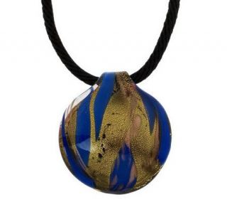 Murano Glass Pendant with Cord & Gold Plated Sterling Clasp — 