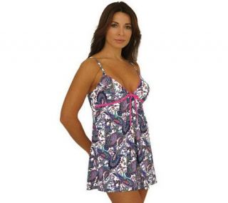 Fit 4 U Thighs Paisley V Neck Drawstring Dress —